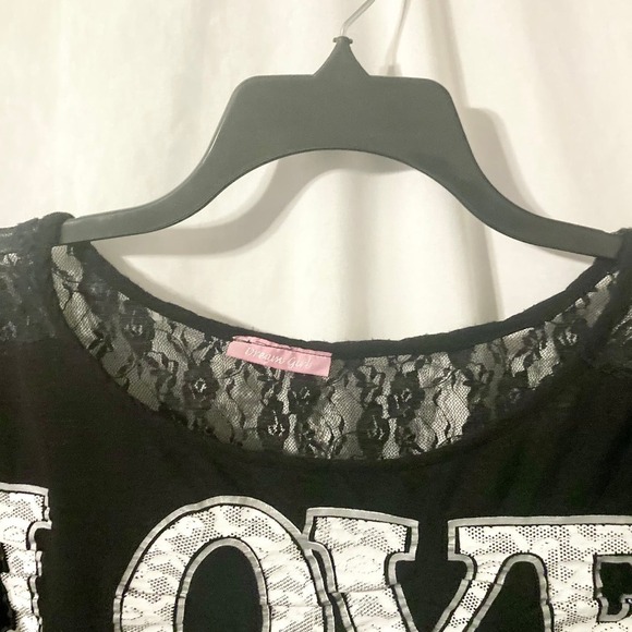 DreamGirl Women's L Love Crop Top with Lace Detail - Picture 6 of 10